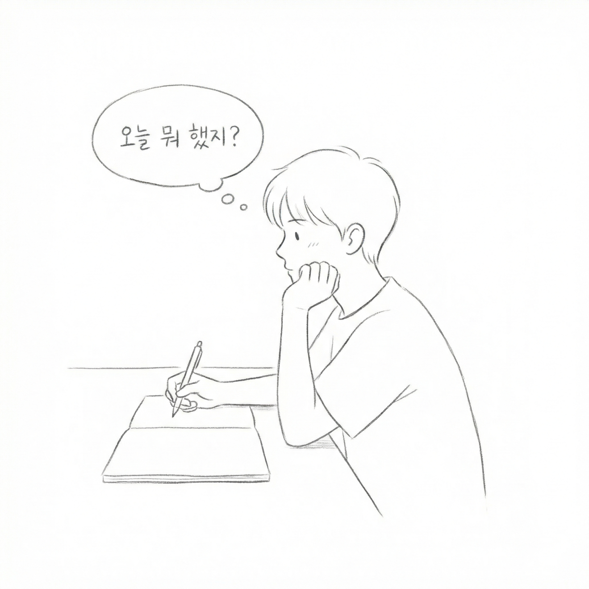 Person thinking What did I do today while writing sketch