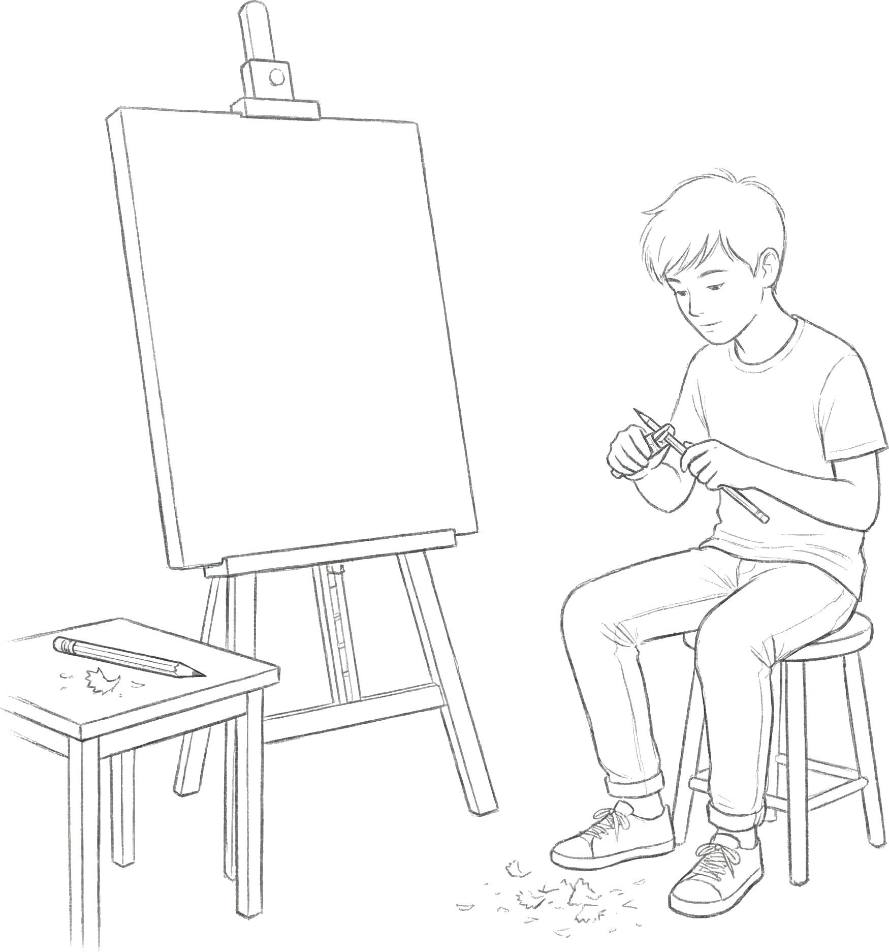 빈 캔버스와 붓